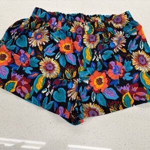 SHEIN High Waist Floral Shorts - Black and Multicolor